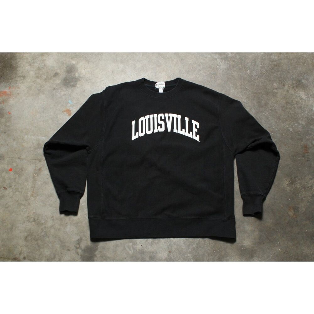 Vintage Y2K Champion University of Louisville Black Sweatshirt - XL